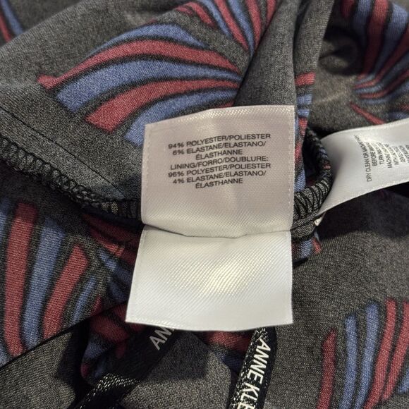 Anne Klein Leaves Fan Pattern Pullover Tunic Black Blouse Top Size Medium - Picture 4 of 11